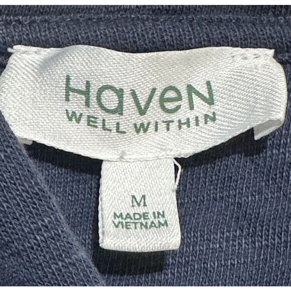 Haven Well Within Knit Hooded Sweater Size Medium Linen‎ Cotton Blend Blue - Picture 3 of 3